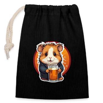 Panda avec de la bière Yummy Beer Beer Meme - Sac cadeau en coton avec cordon (14 x 20 cm) - noir - Devant
