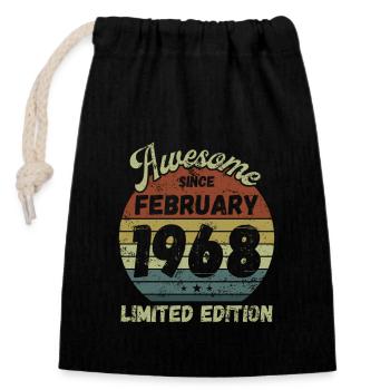Génial depuis février 1968 - Anniversaire - Sac cadeau en coton avec cordon (14 x 20 cm) - noir - Devant