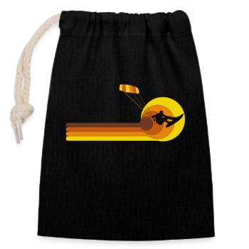 Kitesurf Kiteboard Kitesurfing Kite Surf Board - Closable cotton gift bag (14x20cm) - black - Front