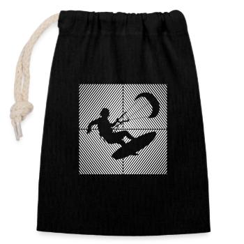 Kitesurf Kiteboard Kitesurfing Kite Surf Board - Sac cadeau en coton avec cordon (14 x 20 cm) - noir - Devant