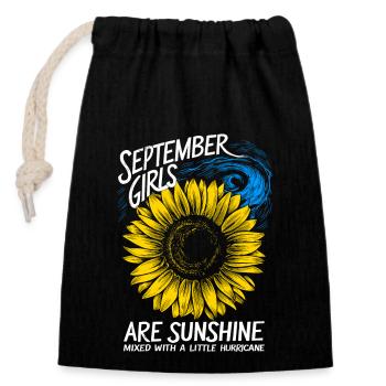 September Birthday Girl Sunflower - Closable cotton gift bag (14x20cm) - black - Front