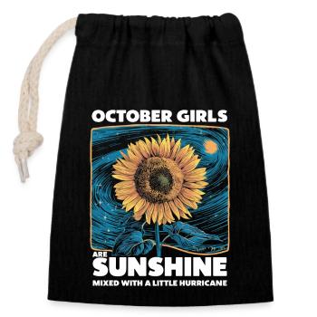 Octobre filles . Fille d’anniversaire - Sac cadeau en coton avec cordon (14 x 20 cm) - noir - Devant