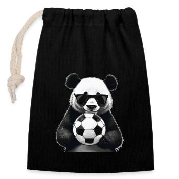 Soccer Fan Panda with Sunglasses Soccer Fan - Closable cotton gift bag (14x20cm) - black - Front
