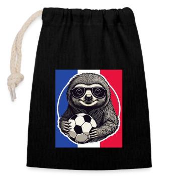 Fußball Fan Faultier mit Sonnenbrille Frankreich - Verschließbarer Geschenkbeutel aus Baumwolle (14x20cm) - Schwarz - Vorne