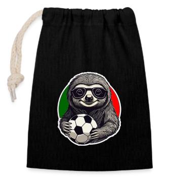 Fußball Fan Faultier mit Sonnenbrille Portugal - Verschließbarer Geschenkbeutel aus Baumwolle (14x20cm) - Schwarz - Vorne