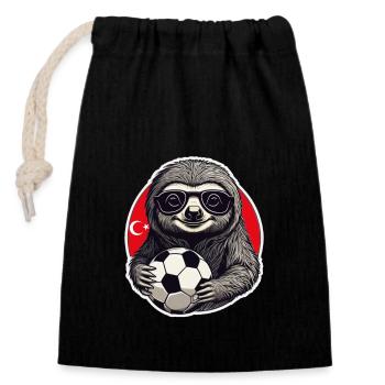Fan de football paresseux avec lunettes de soleil Turquie - Sac cadeau en coton avec cordon (14 x 20 cm) - noir - Devant