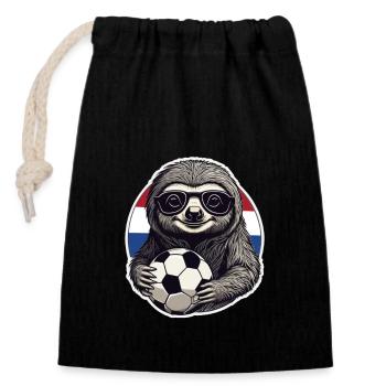 Fußball Fan Faultier mit Sonnenbrille Niederlande - Verschließbarer Geschenkbeutel aus Baumwolle (14x20cm) - Schwarz - Vorne