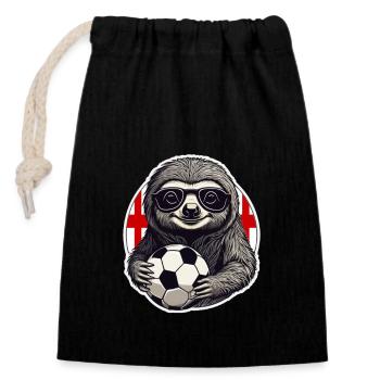Fan de football paresseux avec lunettes de soleil Angleterre - Sac cadeau en coton avec cordon (14 x 20 cm) - noir - Devant