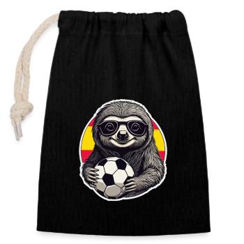 Fan de football paresseux avec lunettes de soleil Espagne - Sac cadeau en coton avec cordon (14 x 20 cm) - noir - Devant