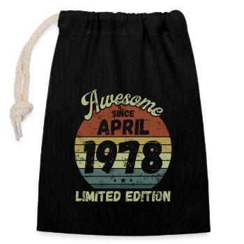 Awesome since April 1978 - Birthday - Closable cotton gift bag (14x20cm) - black - Front