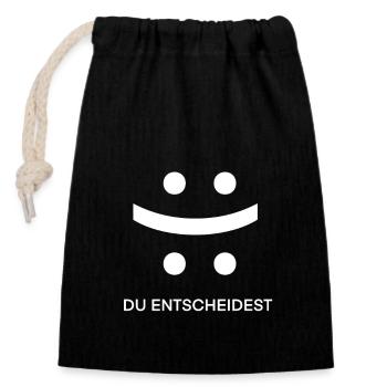 You Decide: Laughter, Humor, Fun, Fun - Closable cotton gift bag (14x20cm) - black - Front