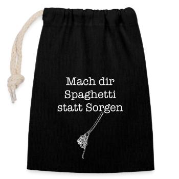 Have spaghetti instead of worries - Closable cotton gift bag (14x20cm) - black - Front