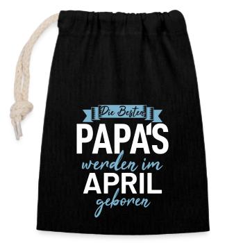 Cadeau d’anniversaire papa pères nés en avril - Sac cadeau en coton avec cordon (14 x 20 cm) - noir - Devant