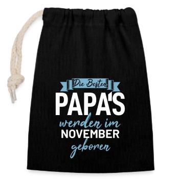 Cadeau d’anniversaire papa pères nés en novembre - Sac cadeau en coton avec cordon (14 x 20 cm) - noir - Devant