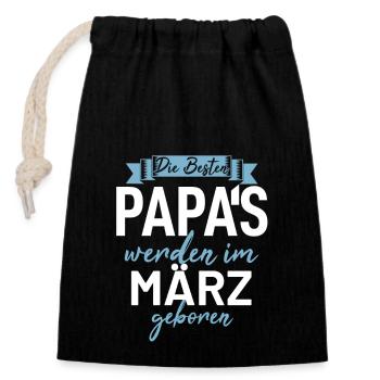 Cadeau d’anniversaire papa pères nés en mars - Sac cadeau en coton avec cordon (14 x 20 cm) - noir - Devant