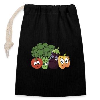 Sad vegetables - Closable cotton gift bag (14x20cm) - black - Front