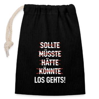 Should should have could could let's go! - Closable cotton gift bag (14x20cm) - black - Front