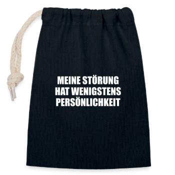 Meine Störung hat wenigstens Persönlickeit - Verschließbarer Geschenkbeutel aus Baumwolle (14x20cm) - Navy - Vorne