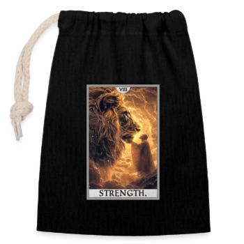 Carte de tarot, Puissance de force de la carte de tarot - Sac cadeau en coton avec cordon (14 x 20 cm) - noir - Devant