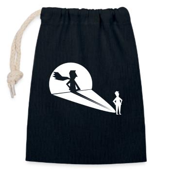 Shadow Figure Superhero Projection - Closable cotton gift bag (14x20cm) - navy - Front