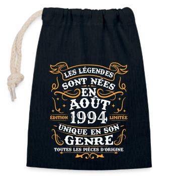 Vintage Aout 1994 Cadeau Anniversaire Rétro - Sac cadeau en coton avec cordon (14 x 20 cm) - bleu marine - Devant