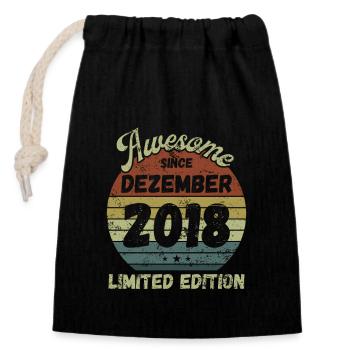 Awesome since December 2018 - Birthday - Closable cotton gift bag (14x20cm) - black - Front
