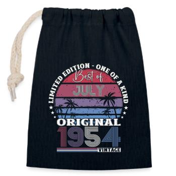 70e anniversaire Original juillet 1954 Né en 1954 - Sac cadeau en coton avec cordon (14 x 20 cm) - bleu marine - Devant
