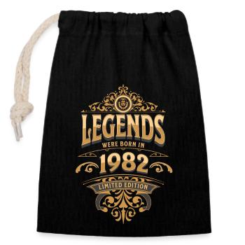 1982 Légende Anniversaire 1982 Année de naissance - Sac cadeau en coton avec cordon (14 x 20 cm) - noir - Devant