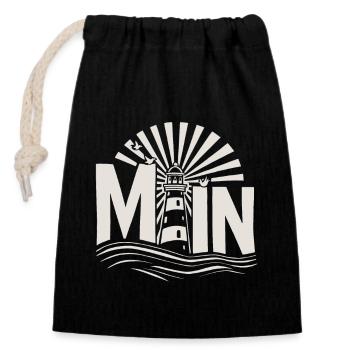 Moin - Northern Germany Lighthouse Design - Closable cotton gift bag (14x20cm) - black - Front