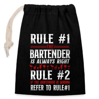 Bartender Mixologist Bar Rules - Closable cotton gift bag (14x20cm) - black - Front