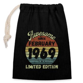 Génial depuis février 1969 - Anniversaire - Sac cadeau en coton avec cordon (14 x 20 cm) - noir - Devant