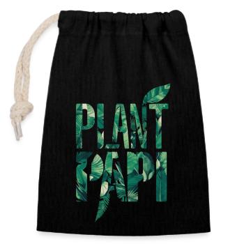Plant Papi leaf motif for plant lovers - Closable cotton gift bag (14x20cm) - black - Front