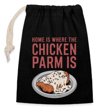 Home Is Where The Chicken Parm Is - Chicken Parm - Verschließbarer Geschenkbeutel aus Baumwolle (14x20cm) - Schwarz - Vorne