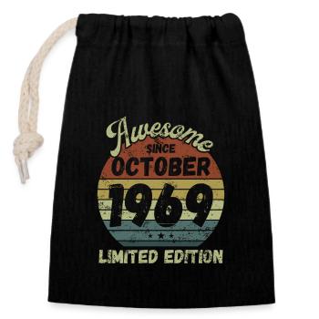 Génial depuis octobre 1969 - Anniversaire - Sac cadeau en coton avec cordon (14 x 20 cm) - noir - Devant