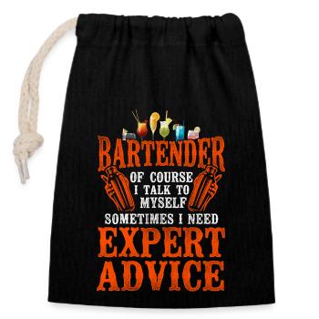 Barman Mixologue Barman De - Sac cadeau en coton avec cordon (14 x 20 cm) - noir - Devant