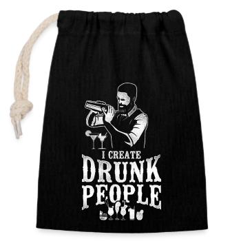 Bartender Mixologist I Create - Verschließbarer Geschenkbeutel aus Baumwolle (14x20cm) - Schwarz - Vorne