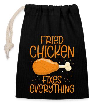 Fried Chicken Fixes Everything Fast Food Fry - Verschließbarer Geschenkbeutel aus Baumwolle (14x20cm) - Schwarz - Vorne