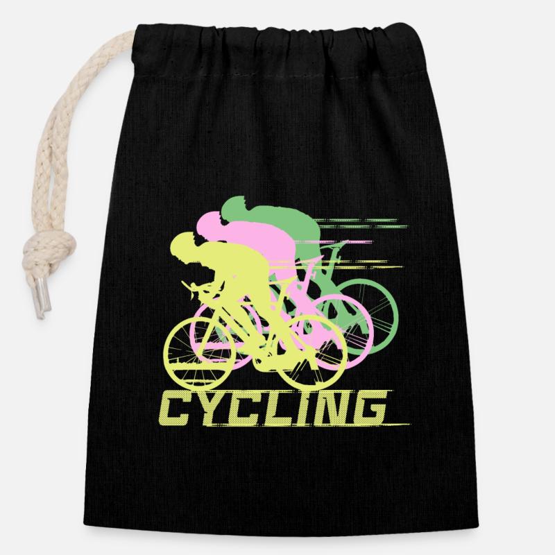 Cycling - Closable cotton gift bag (14x20cm) - black