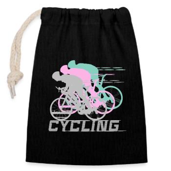 Cycling - Closable cotton gift bag (14x20cm) - black - Front