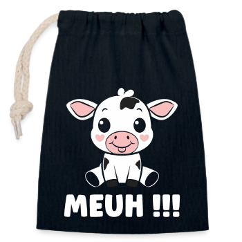 cow - Closable cotton gift bag (14x20cm) - navy - Front