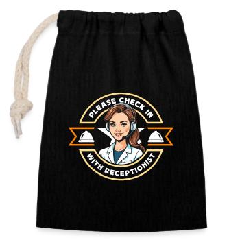 Receptionist Please Check In Hotel Receptionist - Closable cotton gift bag (14x20cm) - black - Front