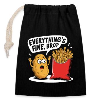 Chemise de dessin animé drôle de pommes de terre et de frites - Sac cadeau en coton avec cordon (14 x 20 cm) - noir - Devant