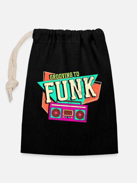 Musique funk - Sac cadeau en coton avec cordon (14 x 20 cm) - noir