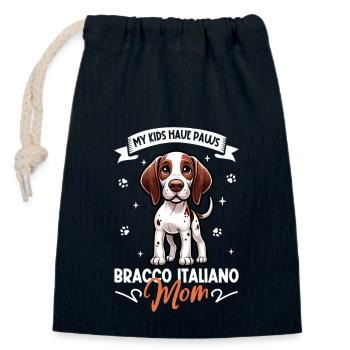 Bracco Italiano Mama - Closable cotton gift bag (14x20cm) - navy - Front