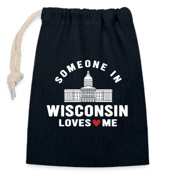 Jemand in Wisconsin liebt mich - Verschließbarer Geschenkbeutel aus Baumwolle (14x20cm) - Navy - Vorne