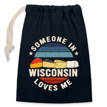 Jemand in Wisconsin liebt mich - Verschließbarer Geschenkbeutel aus Baumwolle (14x20cm) - Navy - Vorne