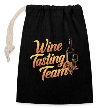 Wine Tasting Team Joy Wine Lovers - Closable cotton gift bag (14x20cm) - black - Front