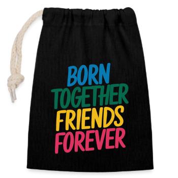 Gemini - Born Together Friends Forever - Closable cotton gift bag (14x20cm) - black - Front