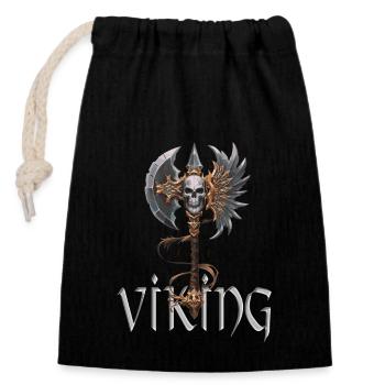 Wikinger Axt für einen Wikinger Nordmänner - Verschließbarer Geschenkbeutel aus Baumwolle (14x20cm) - Schwarz - Vorne