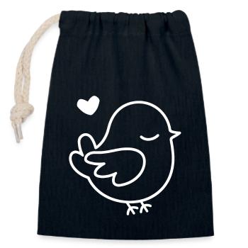 Taube - Verschließbarer Geschenkbeutel aus Baumwolle (14x20cm) - Navy - Vorne